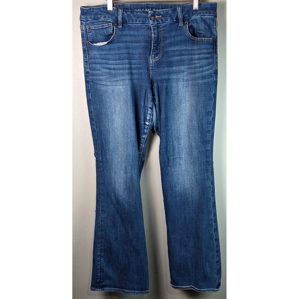 American Eagle Kick Boot Jeans Women 14 Blue Curvy Stretch Denim Pants